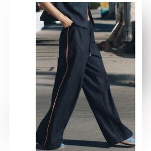 Zara side strip denim effect pants